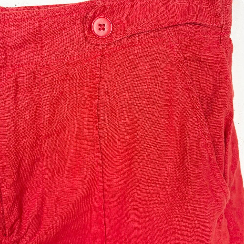 Madewell Button Tab Shorts 100% Linen High Rise Pintucked Button Tabs Red 6 - Picture 10 of 12